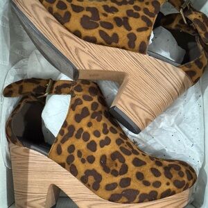 Pierre Dumas Brown Leopard Wedges